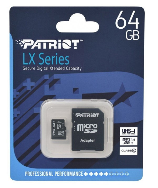   microSDHC Patriot 64Gb LX + SD  (PSF64GXPPBUSB)