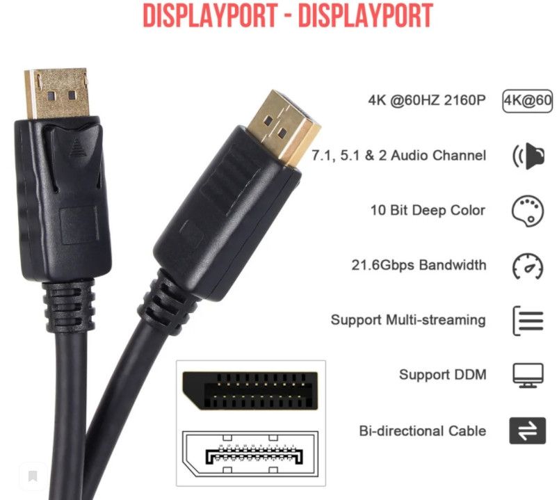   VCOM DisplayPort  DisplayPort 1.2 Telecom 4K 60Hz 1  (CG712-1M)