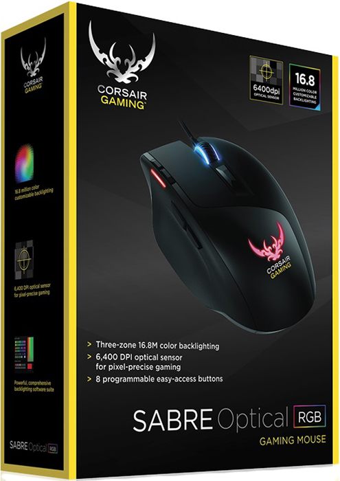 

Мышь Corsair Sabre RGB проводная оптическая игровая для PC