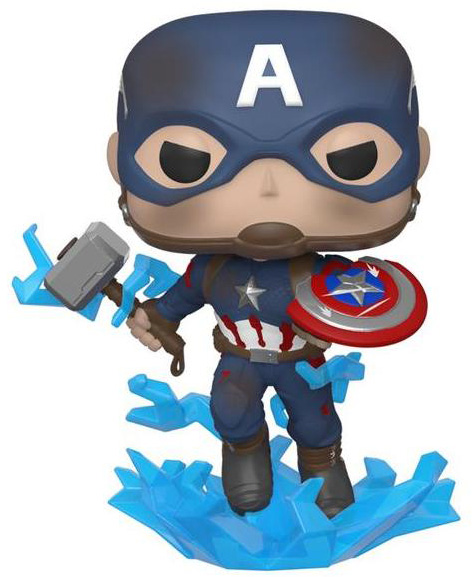 Фигурка Funko POP Marvel: Avengers Endgame – Captain America With Broken Shield & Mjolnir Bobble-Head (9,5 см)