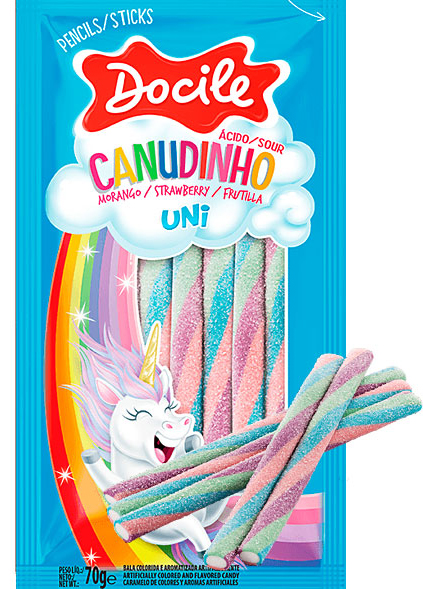 Жевательный мармелад Canudinho Unicorn Цветные карандаши Вкус клубники (70г)
