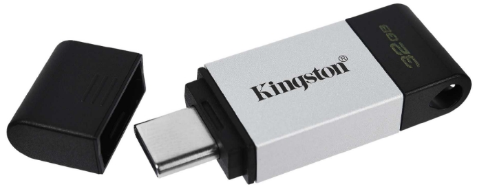 

USB-накопитель Kingston DataTraveler USB 3.2 Type-C , 32 Gb (черный) (DT80/32GB)