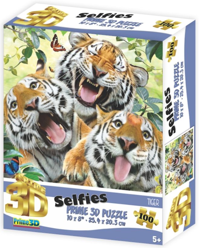 Super 3D Puzzle: Тигры селфи (100 элементов)