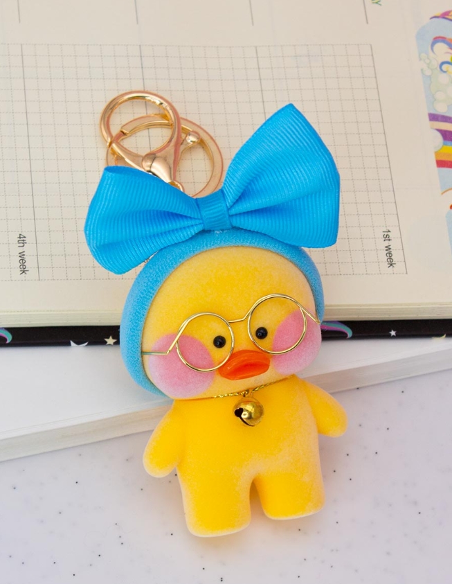 

Брелок Lalafanfan Duck (голубой бант / желтая) (8 см)