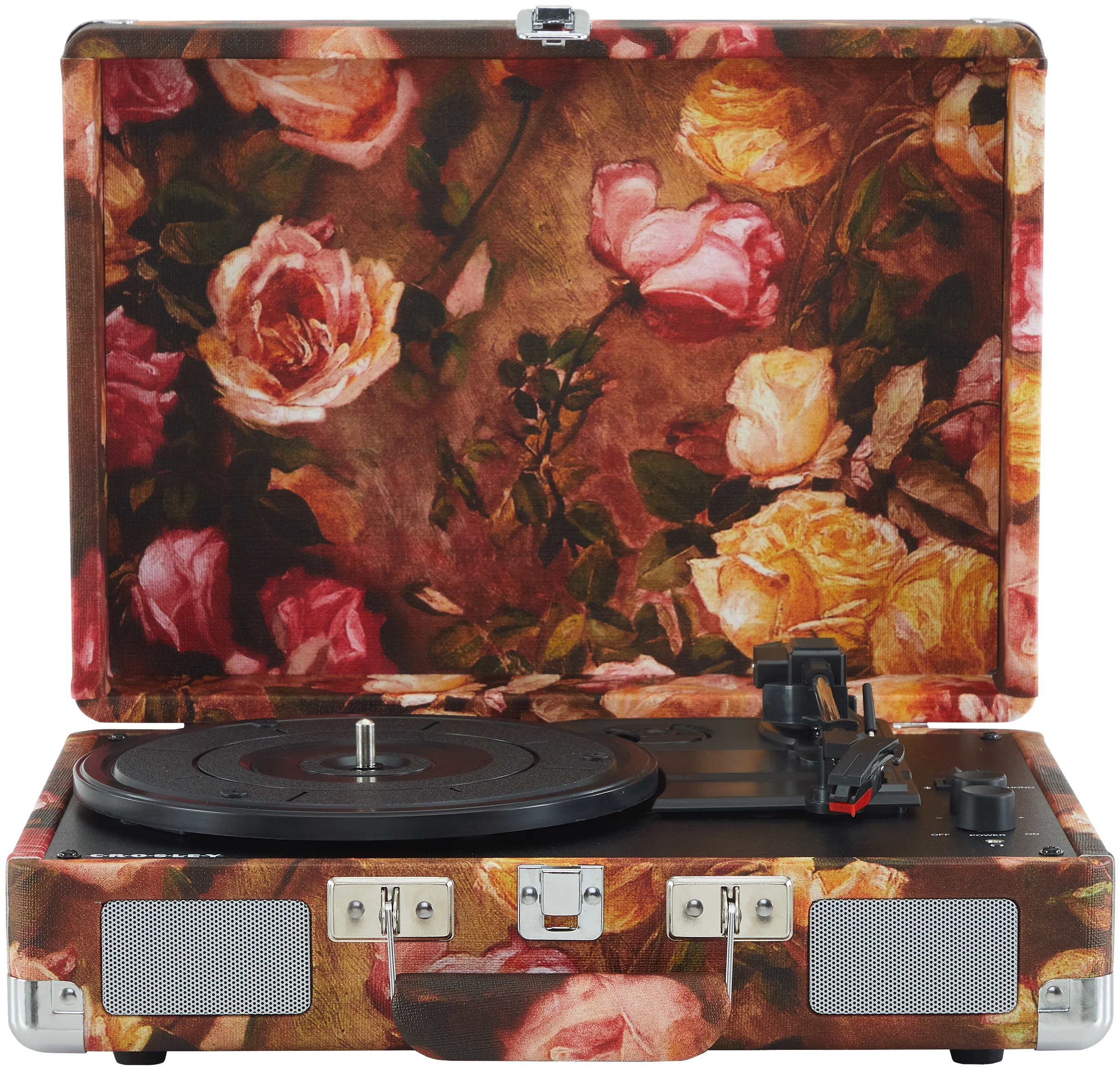 

Виниловый проигрыватель Crosley Cruiser Plus Floral c двухсторонним Bluetooth (CR8005F-FL4)