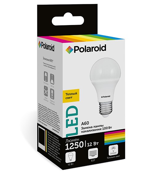 

Светодиодная лампа Polaroid 220V A60 12W 3000K E27 1250lm