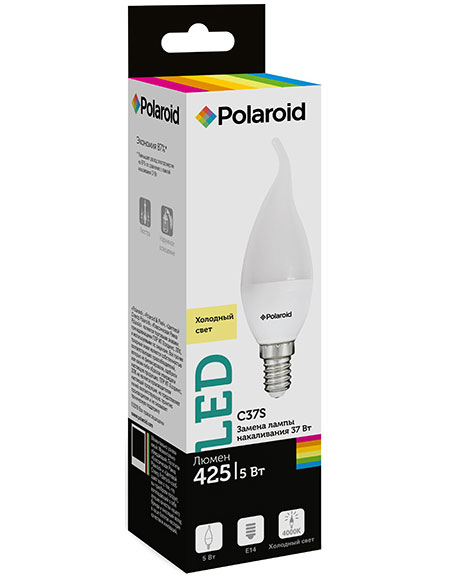 

Светодиодная лампа Polaroid 220V C37S 5W 4000K E14 425lm