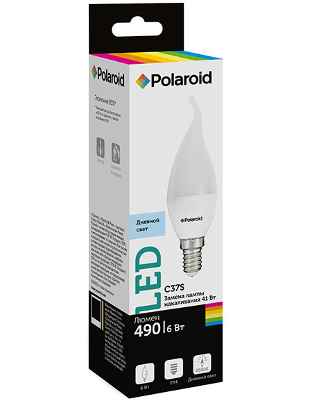 

Светодиодная лампа Polaroid 220V C37S 6W 6500K E14 490lm