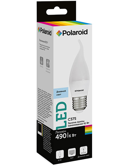 

Светодиодная лампа Polaroid 220V C37S 6W 6500K E27 490lm