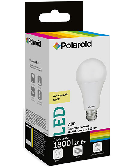 

Светодиодная лампа Polaroid 220V A80 20W 4000K E27 1800lm