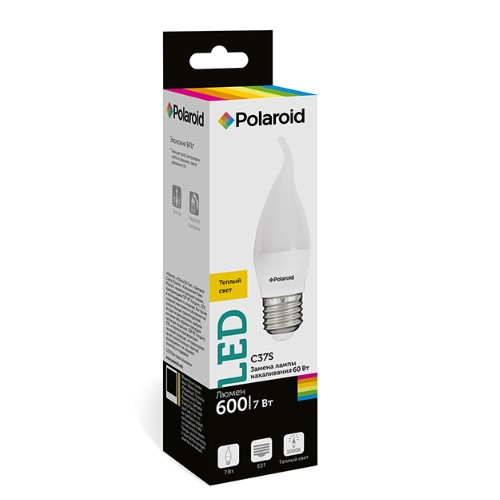 

Светодиодная лампа Polaroid 220V C37S 7W 3000K E27 600lm