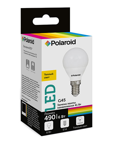 

Светодиодная лампа Polaroid 220V G45 6W 3000K E14 490lm