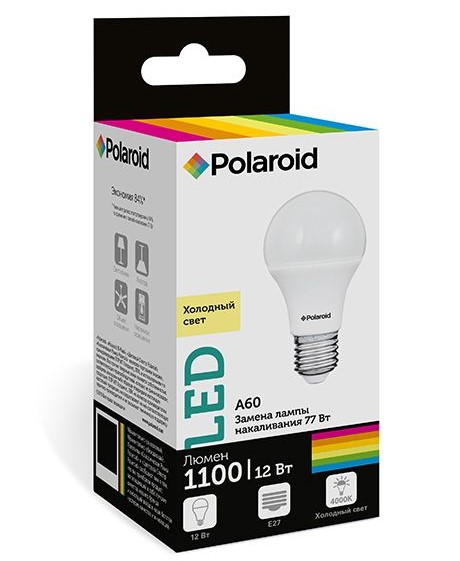 

Светодиодная лампа Polaroid 220V A60 12W 4000K E27 1100lm