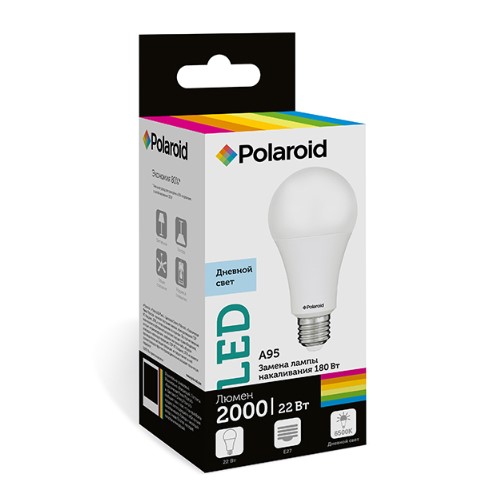 

Светодиодная лампа Polaroid 220V A95 22W 6500K E27 2000lm