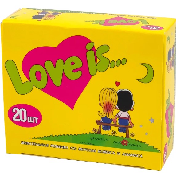 цена Жевательная резинка Love Is: Вкус Кокос и ананас – упаковка 20 шт.