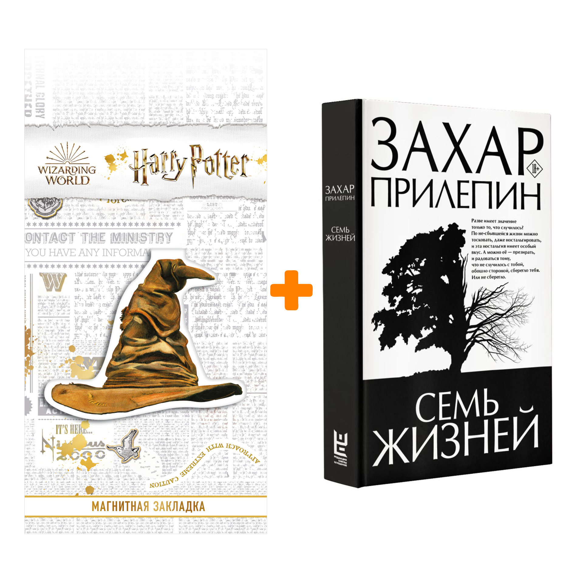 

Набор Семь жизней. Прилепин Захар + Закладка Harry Potter Распределяющая шляпа магнитная