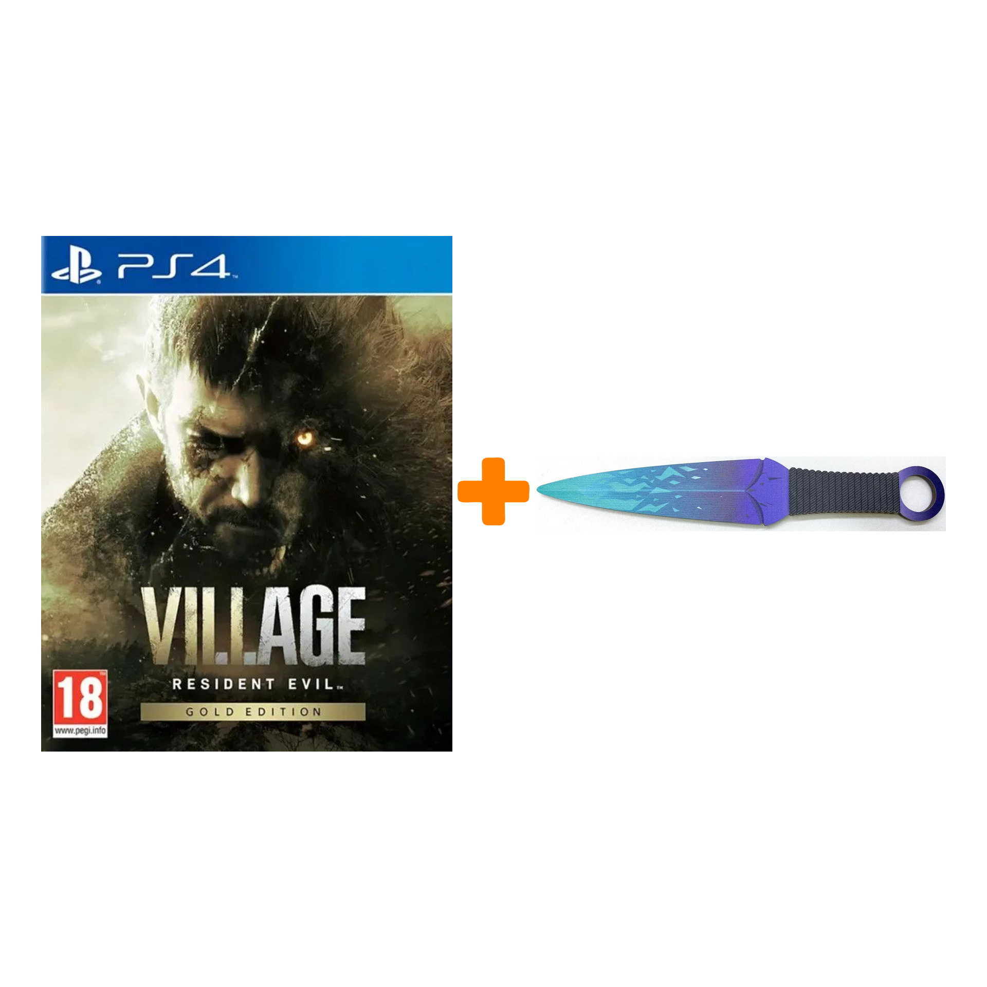 

Набор Resident Evil Village. Gold Edition [PS4, русская версия] + Оружие игровое нож Кунай 2 Холодное пламя деревянный