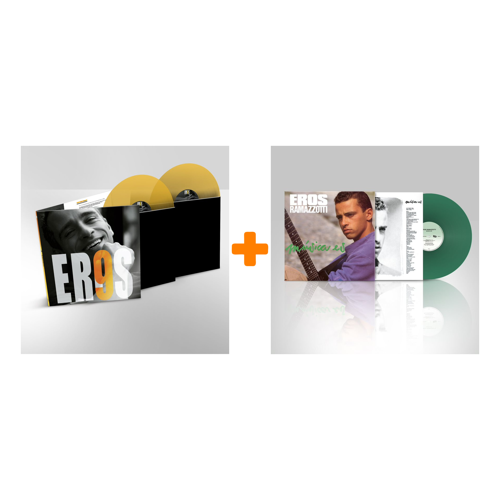 

Eros Ramazzotti – 9. Spanish Edition. Coloured Yellow Vinyl (2 LP) + E Musica Es. Spanish Version. Coloured Green Vinyl (LP)