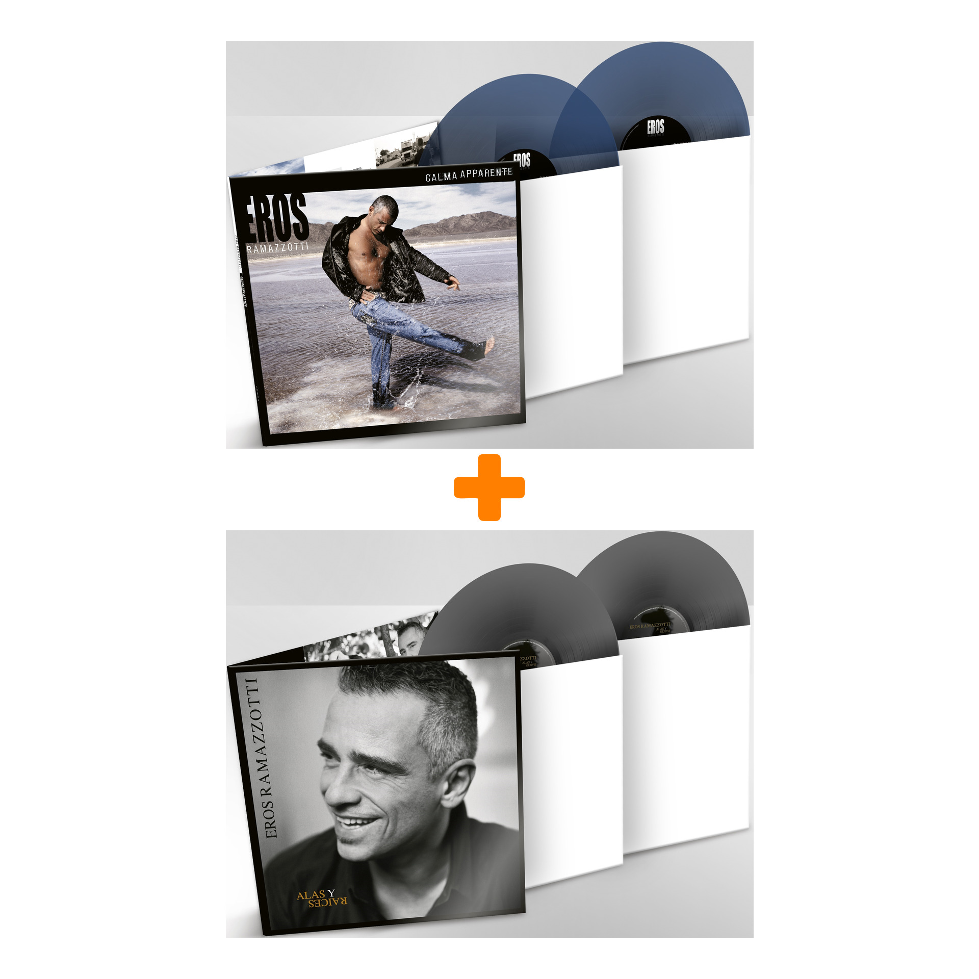 

Eros Ramazzotti – Ali E Radici: Italian Version. Coloured Grey Vinyl (2 LP) + Calma Apparente: Italian Version. Clear Vinyl (2 LP)