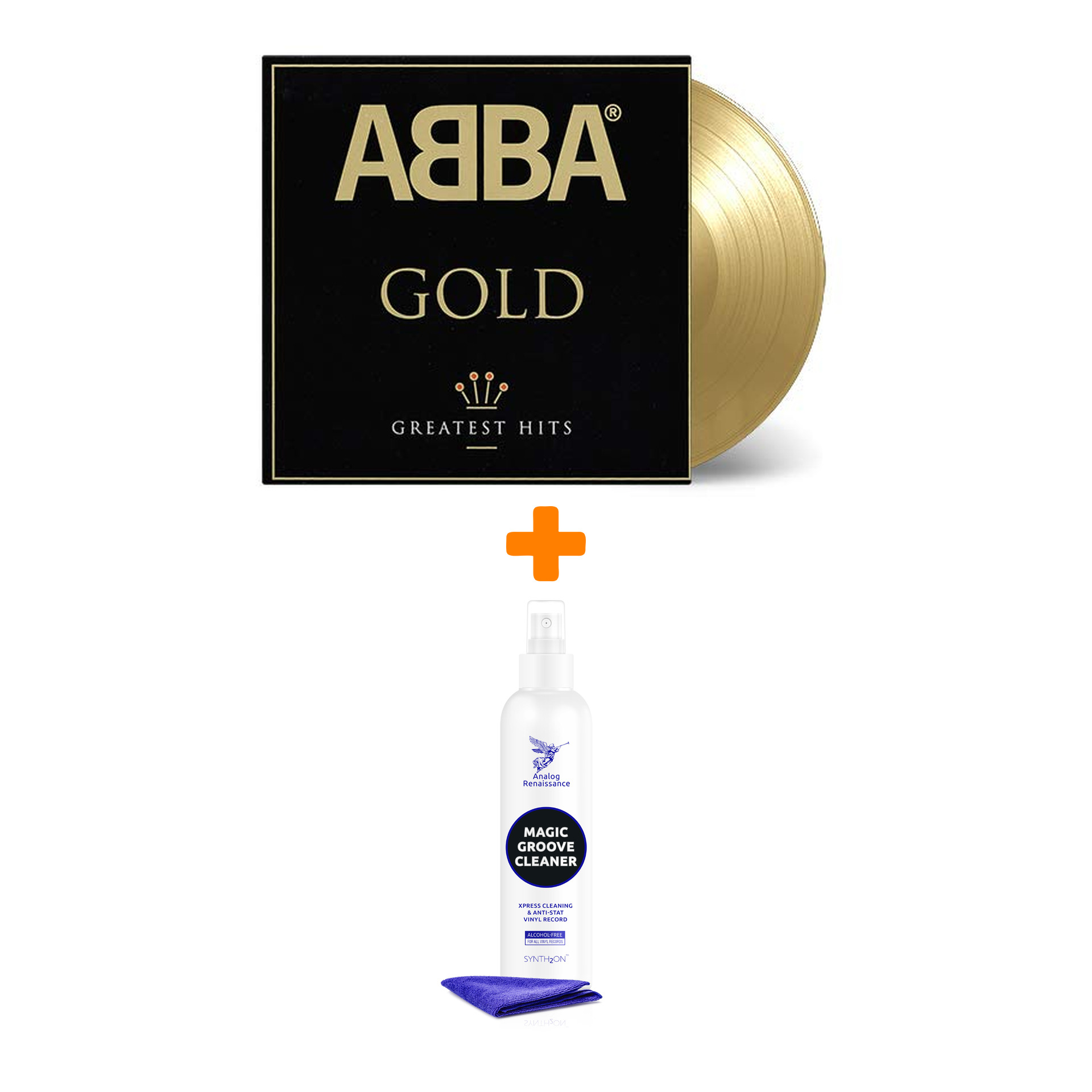 

ABBA Gold Greatest Hits Limited Edition Coloured Gold Vinyl 2LP + Спрей для очистки LP с микрофиброй 250мл Набор