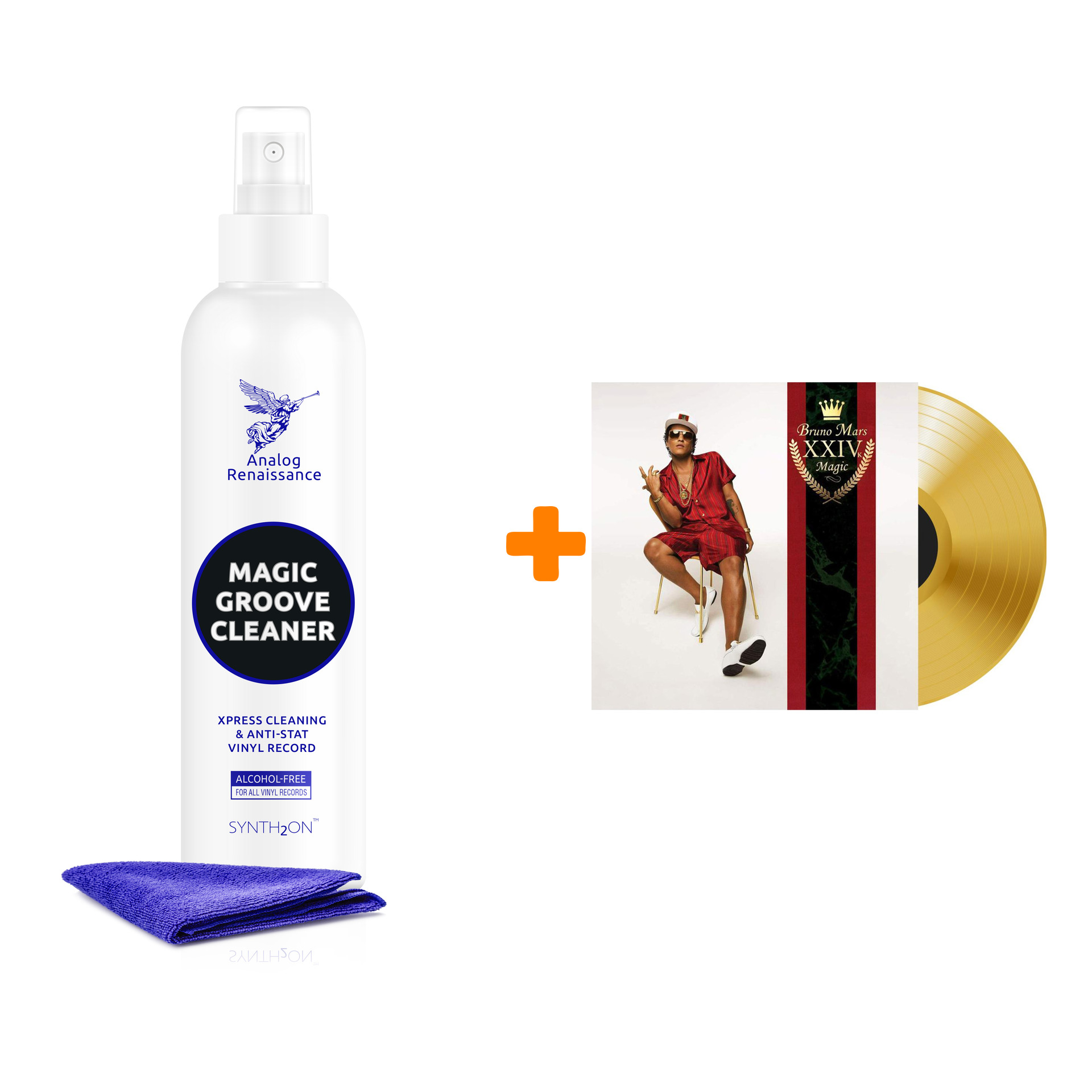 

MARS BRUNO 24K Magic 5th Anniversary Gold Viny LP + Спрей для очистки LP с микрофиброй 250мл Набор