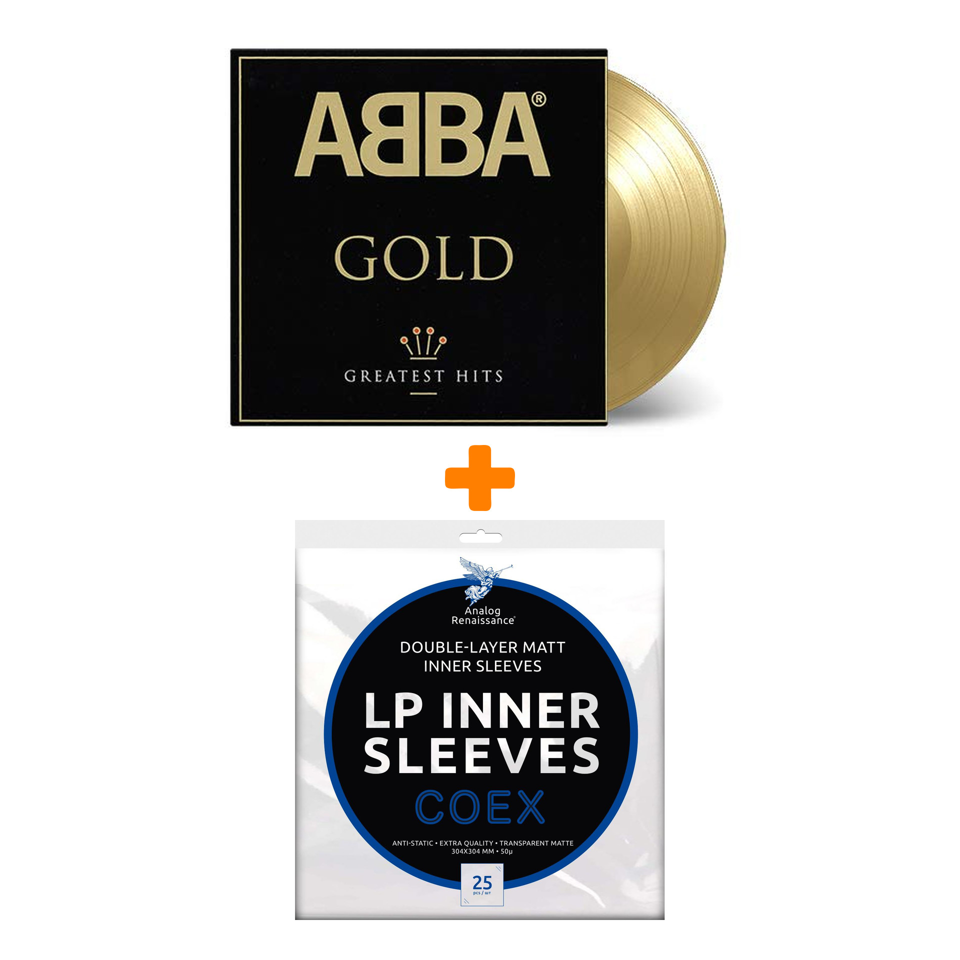 

ABBA Gold Greatest Hits Limited Edition Coloured Gold Vinyl 2LP + Конверты внутренние COEX для грампластинок 12" 25шт Набор