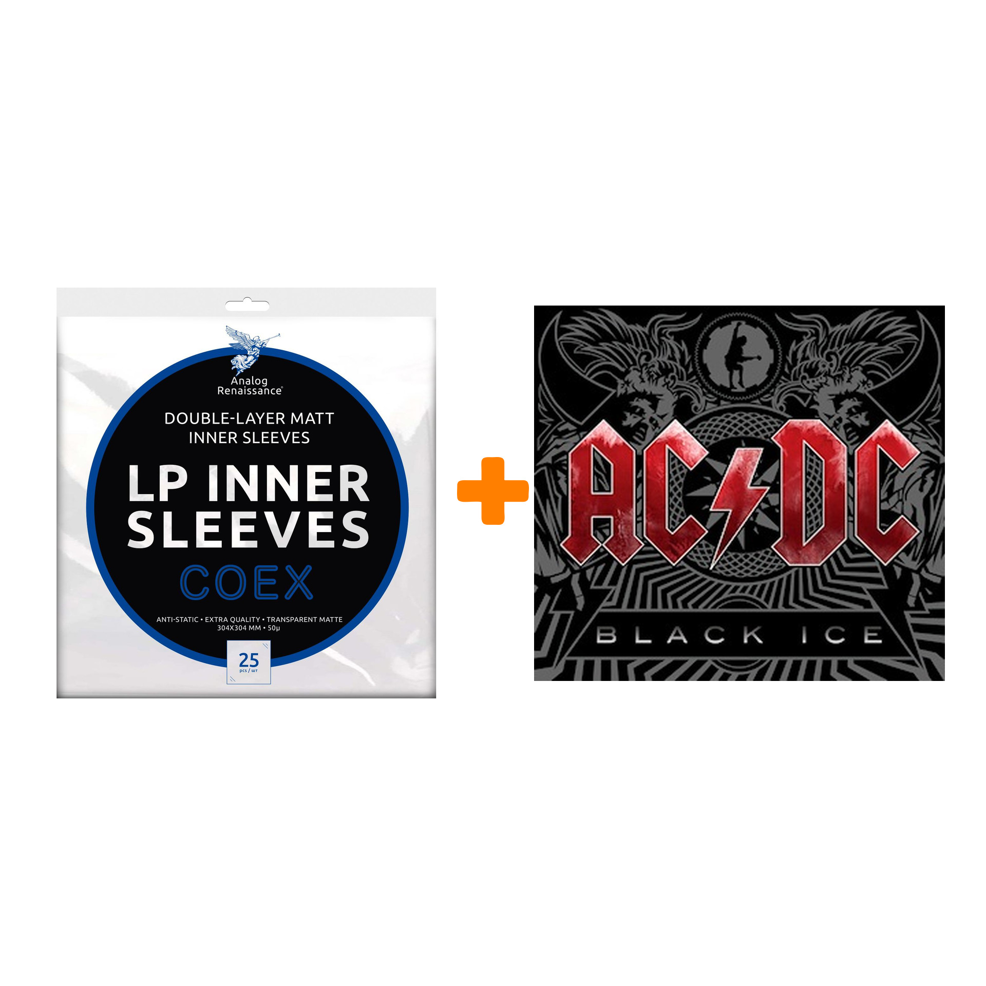 

AC/DC Black Ice 180 GRAMM 2LP + Конверты внутренние COEX для грампластинок 12" 25шт Набор