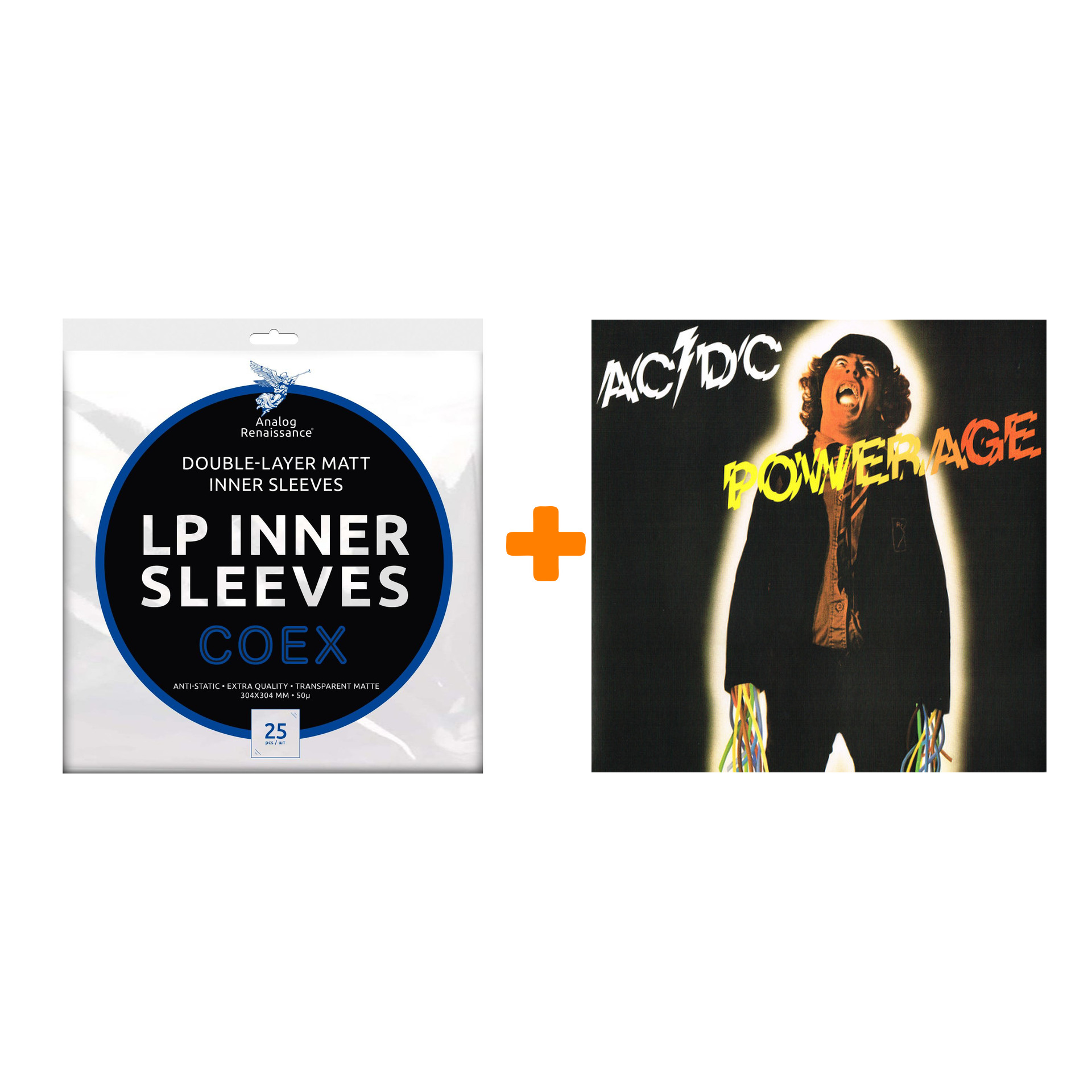 AC/DC Powerage Limited Edition LP + Конверты внутренние COEX для грампластинок 12 25шт Набор