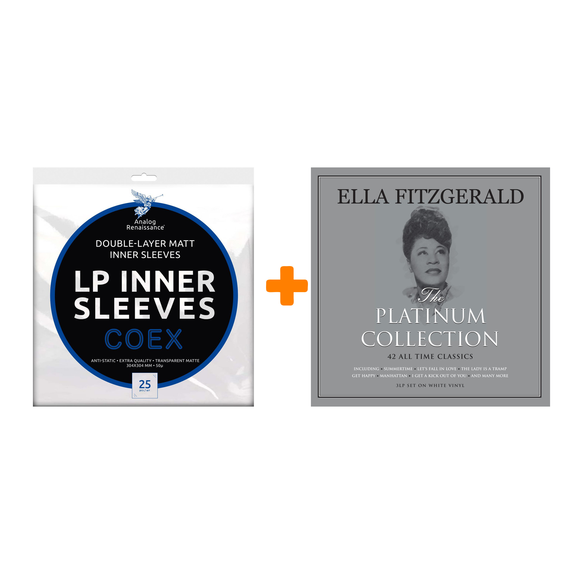 FITZGERALD ELLA The Platinum Collection 3LP + Конверты внутренние COEX для грампластинок 12 25шт Набор цена и фото