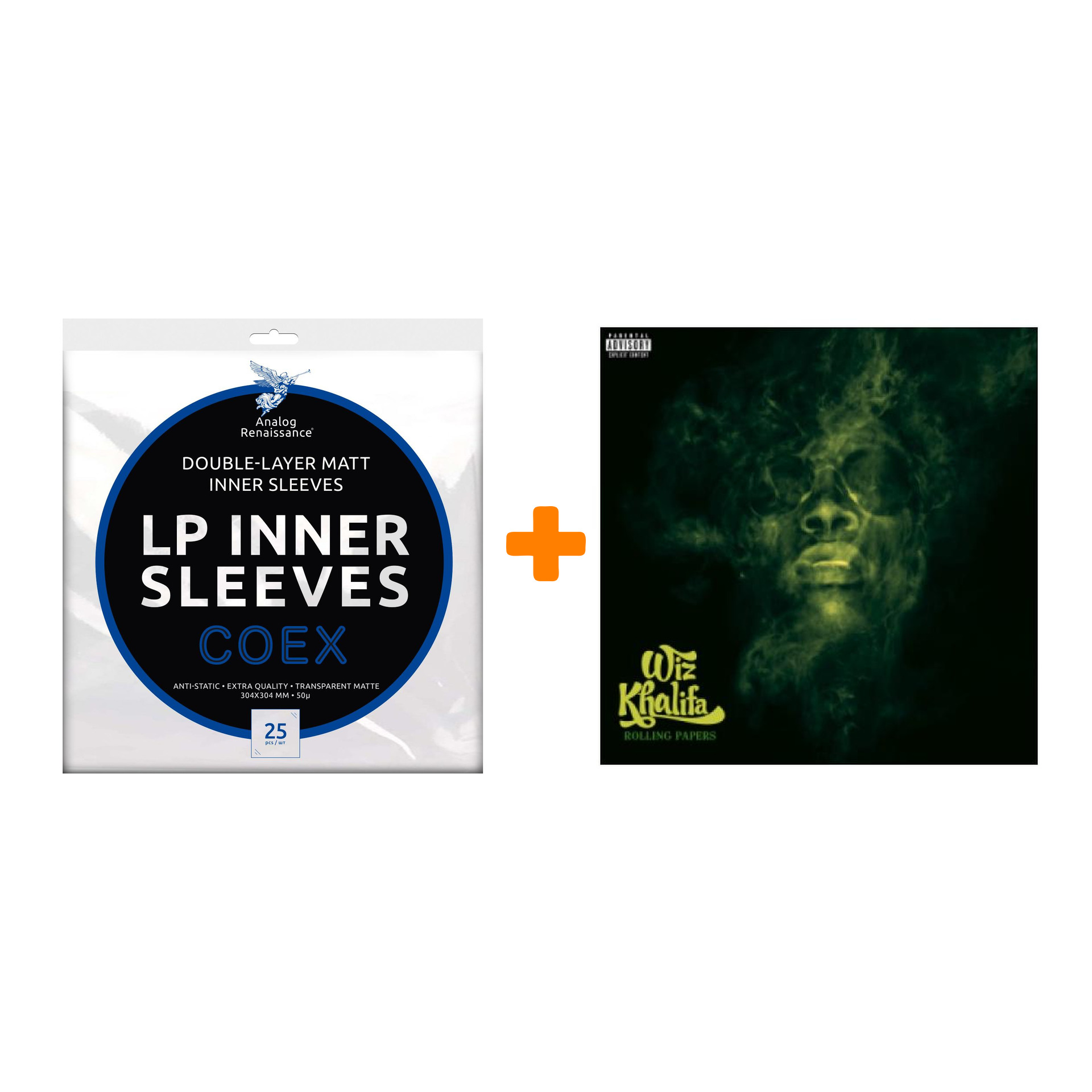 

WIZ KHALIFA Rolling Papers Coloured Blue Vinyl 2LP + Конверты внутренние COEX для грампластинок 12" 25шт Набор