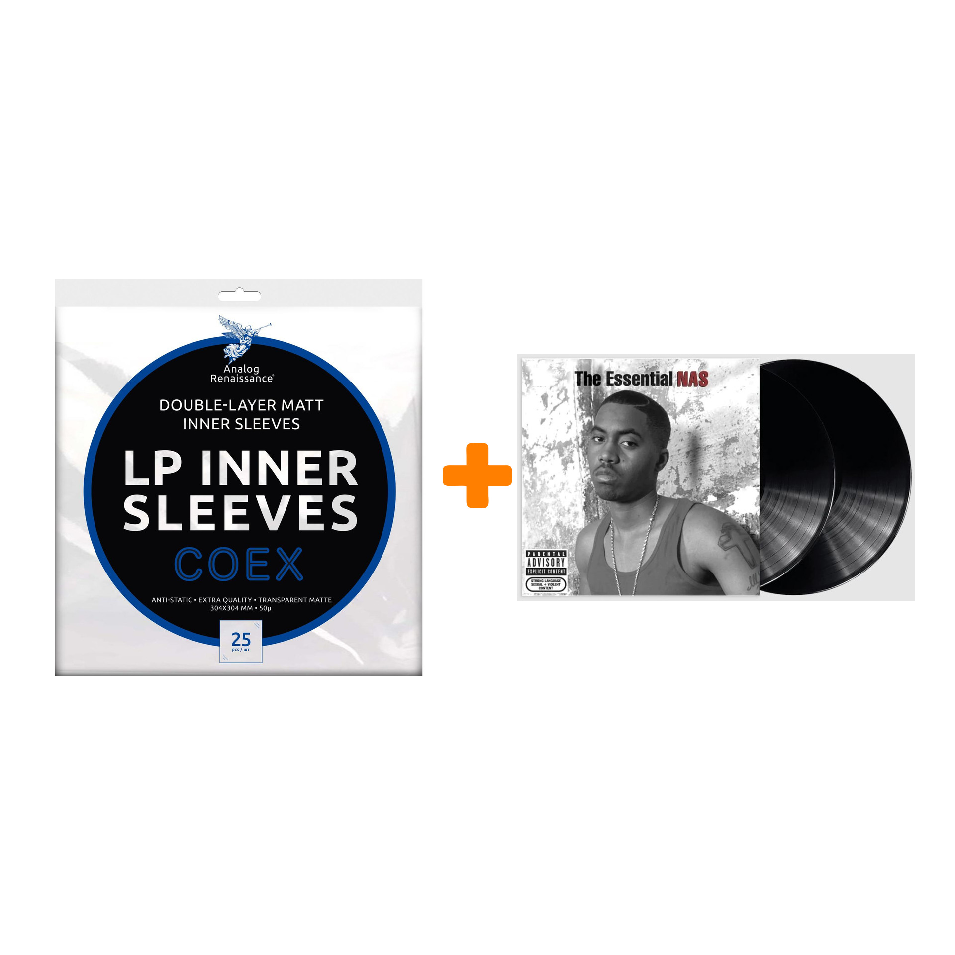 

NAS The Essential 2LP + Конверты внутренние COEX для грампластинок 12" 25шт Набор