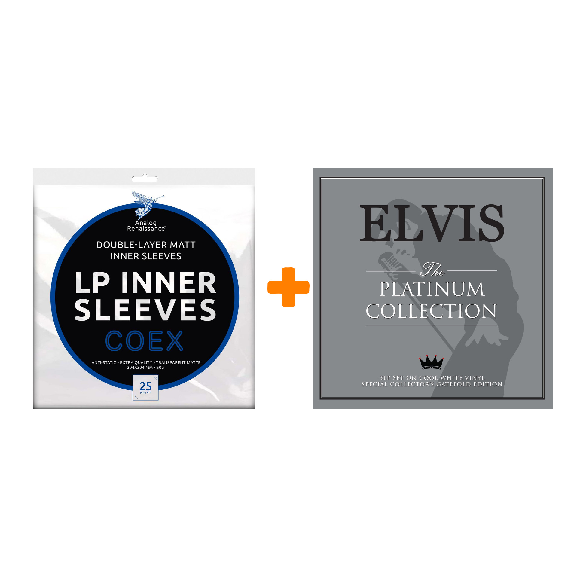PRESLEY ELVIS The Platinum Collection 3LP + Конверты внутренние COEX для грампластинок 12 25шт Набор цена и фото