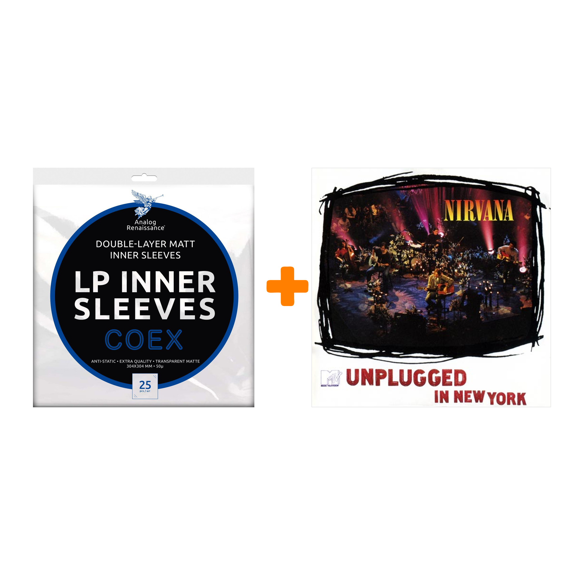 NIRVANA Unplugged In New York LP + Конверты внутренние COEX для грампластинок 12 25шт Набор