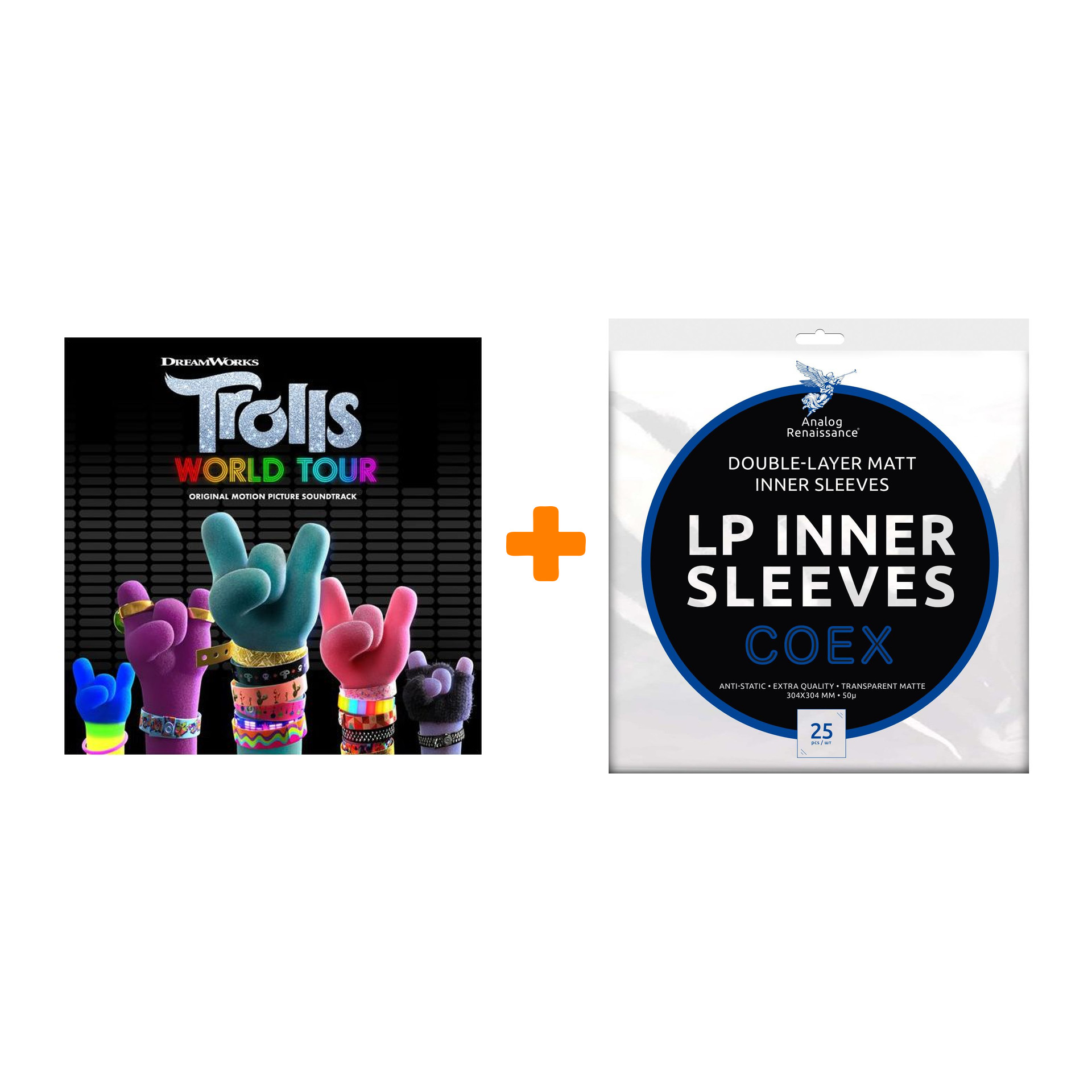 

OST Trolls World Tour Coloured Vinyl LP + Конверты внутренние COEX для грампластинок 12" 25шт Набор