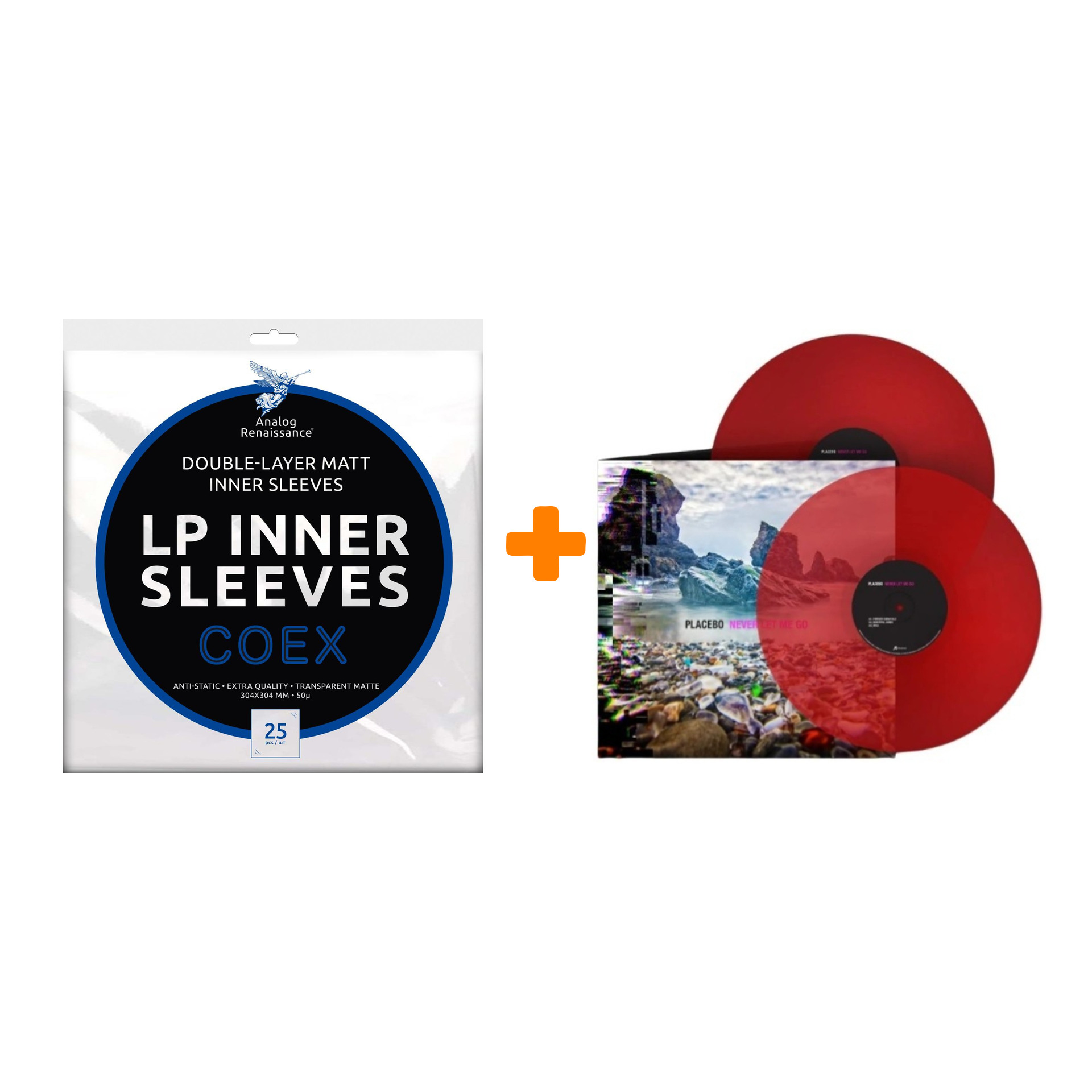 

PLACEBO Never Let Me Go Coloured Transparent Red Vinyl 2LP + Конверты внутренние COEX для грампластинок 12" 25шт Набор