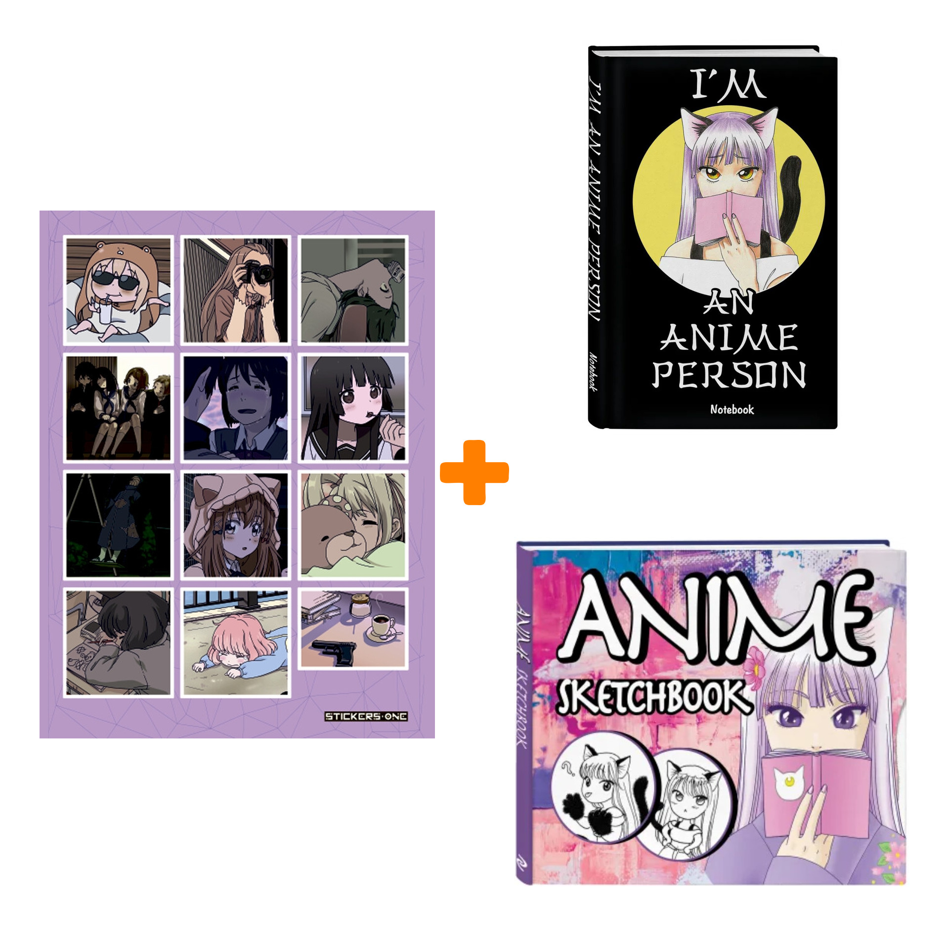 Набор  Anime (Скетчбук, блокнот, стикерпак)