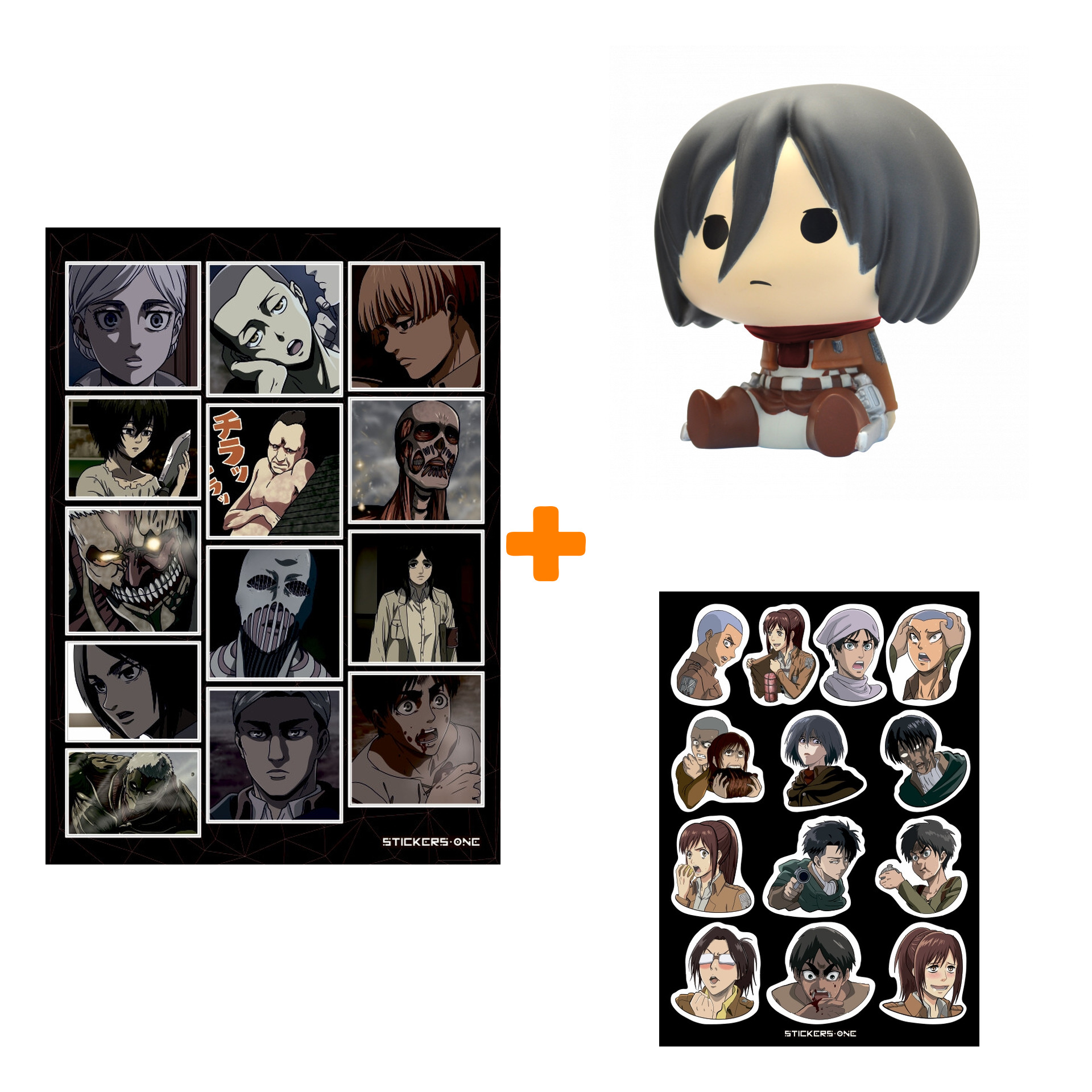 

Набор стикерпаков Attack On Titans 2-Pack + копилка Mikasa Chibi