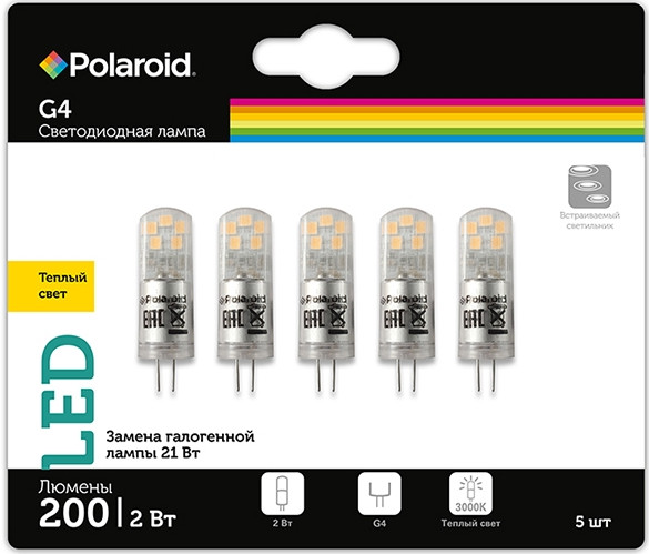    Polaroid 12V G 2W 3000K G4 200lm . 5, 10