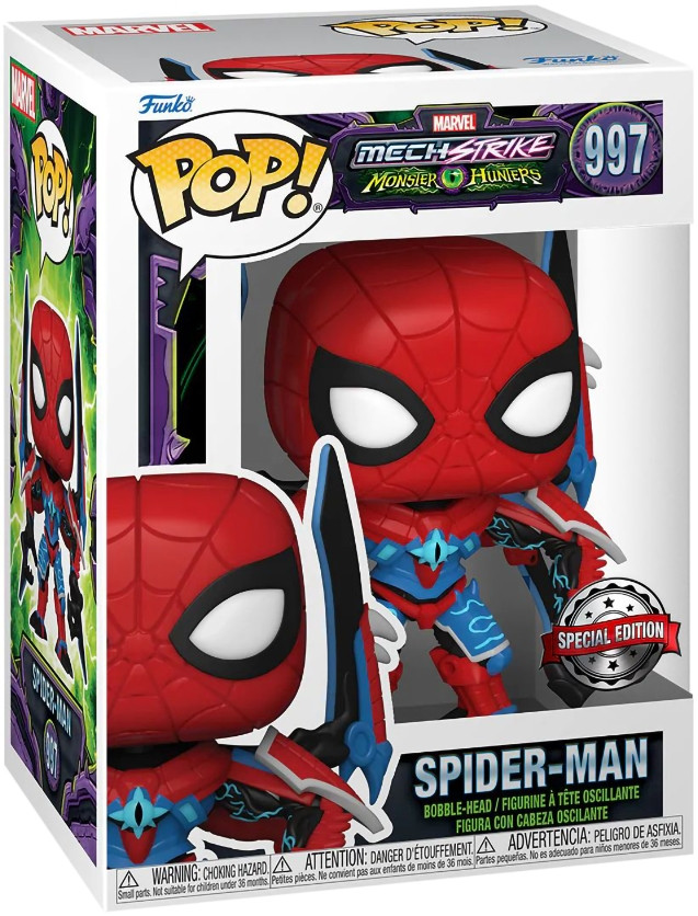  Funko POP Marvel Mech Strike: Monster Hunters  Spider-Man With Chase Bobble-Head (9,5 )