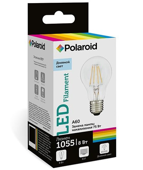    Polaroid 220V FIL A60 8W 6500K E27 1055lm, 5