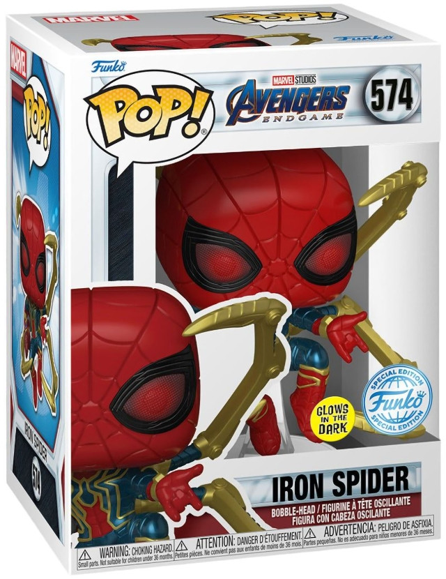  Funko POP Marvel: Avengers Endgame  Iron Spider with NanoGauntlet Bobble-Head [Glow In The Dark] Exclusive (9,5 ) 