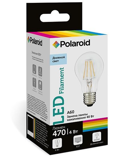    Polaroid 220V FIL A60 4W 6500K E27 470lm, 5